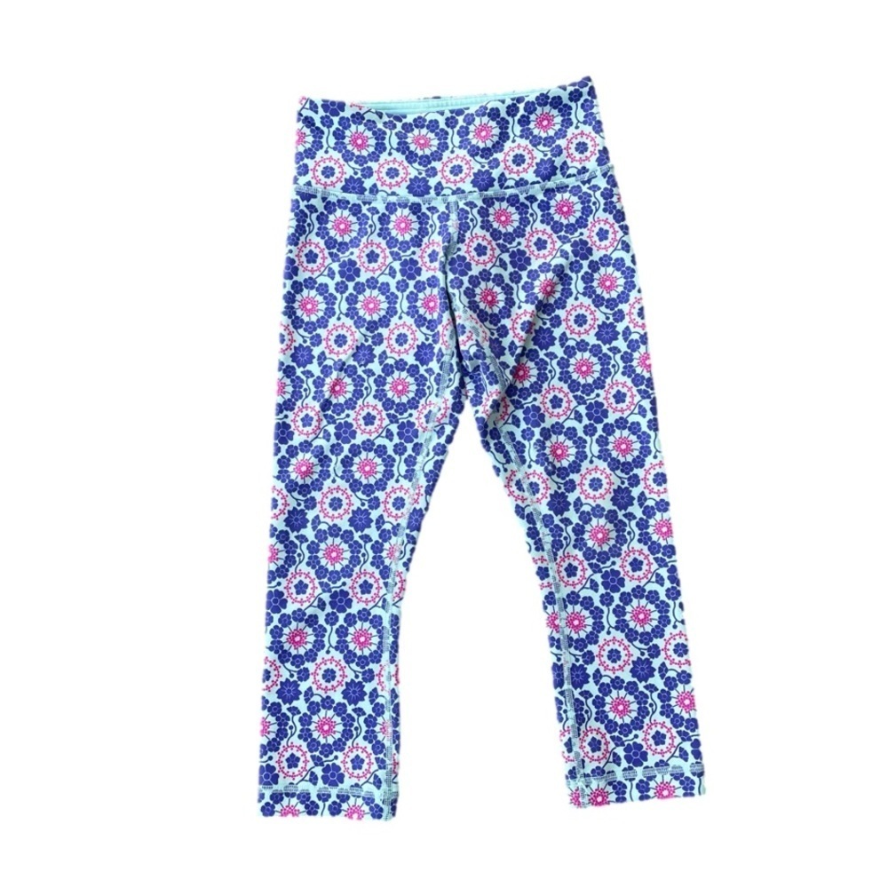 Lululemon Wunder Under Twiggy Floral Crop Leggings Purple Blue Pink